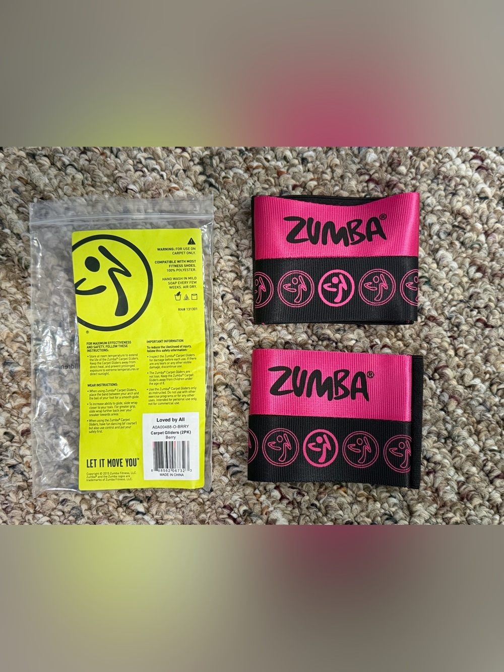 Zumba Fitness Berry Pink & Black Athletic Resistance Hip Bands – 2 Pack